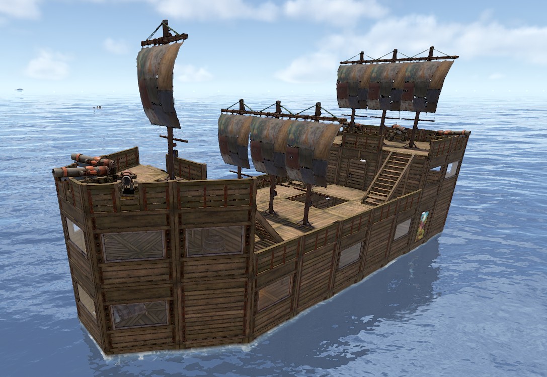Player-built boat on the water