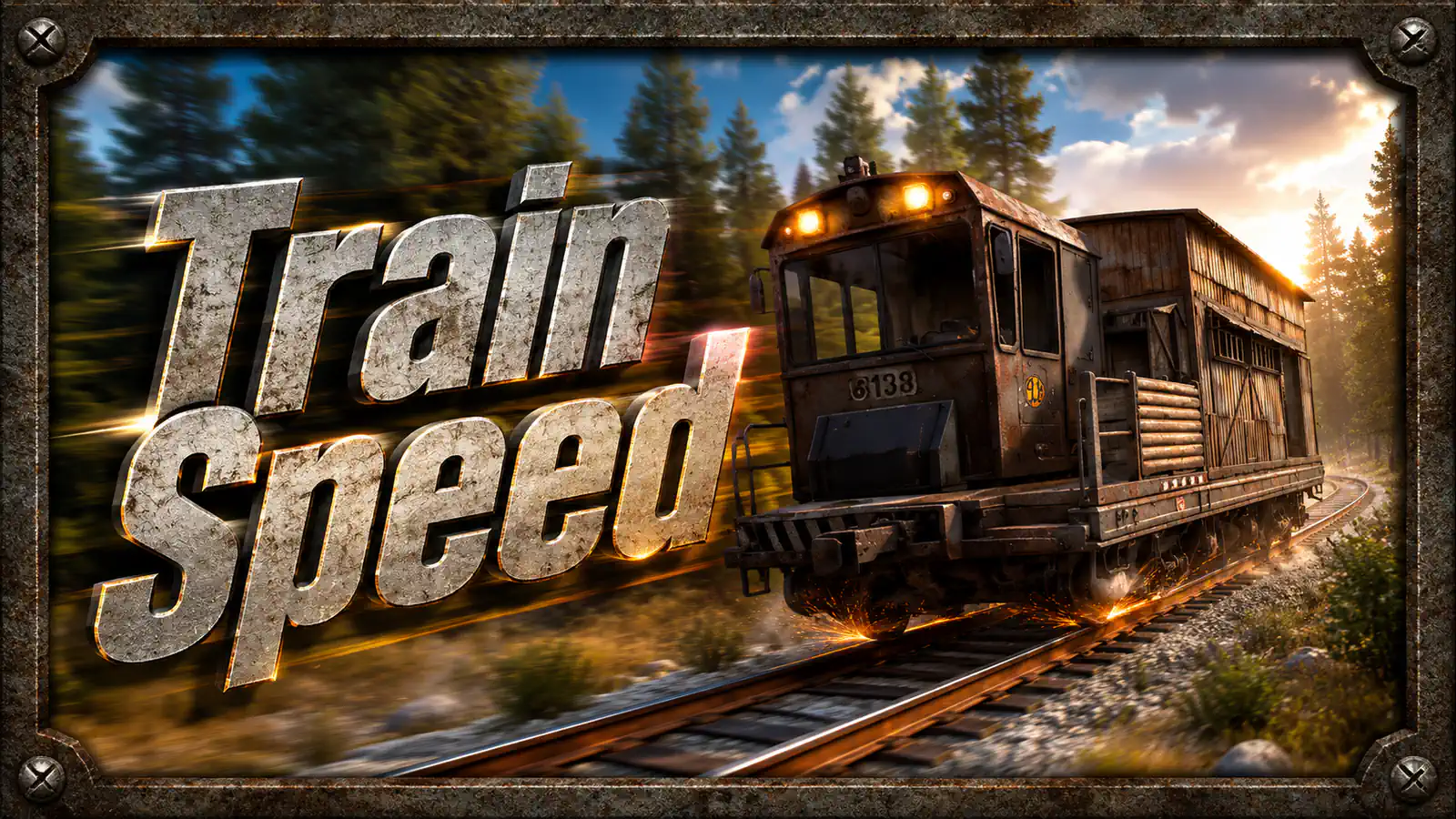 Train Speed plugin promo, train engine on rails