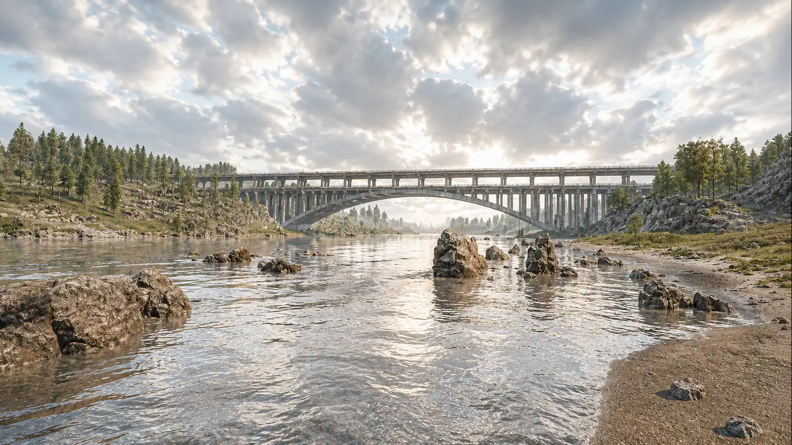 Rail bridge crossing through the Zone